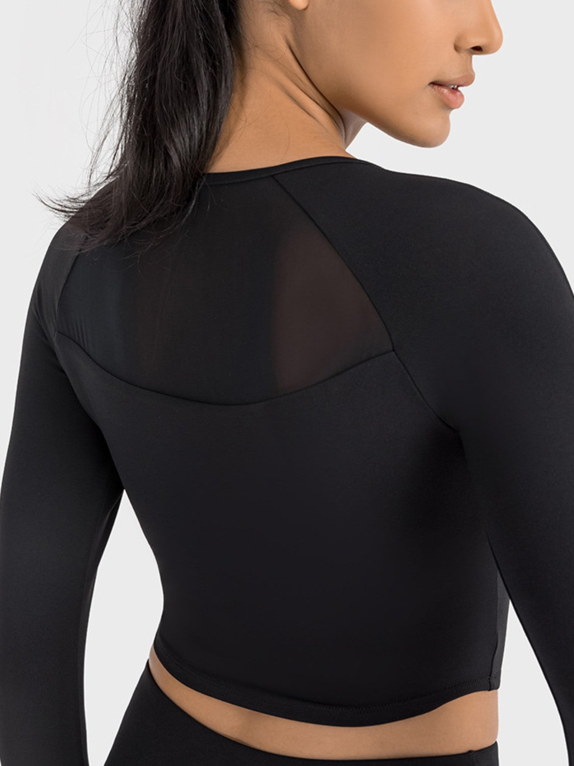 Square Neck Long Sleeve Cropped Sports Top