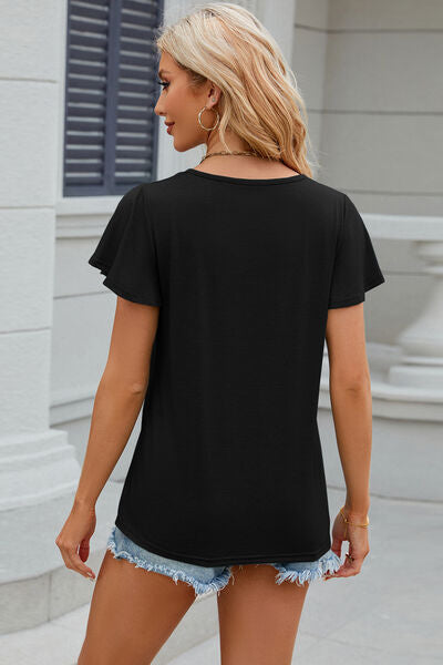 Flutter Sleeve V-neck T-Shirt