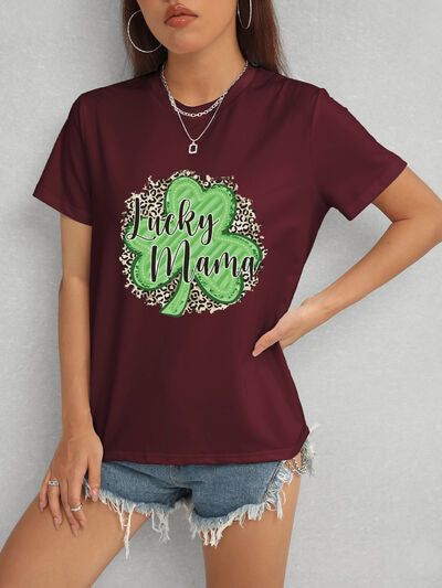 LUCKY MAMA Round Neck T-Shirt