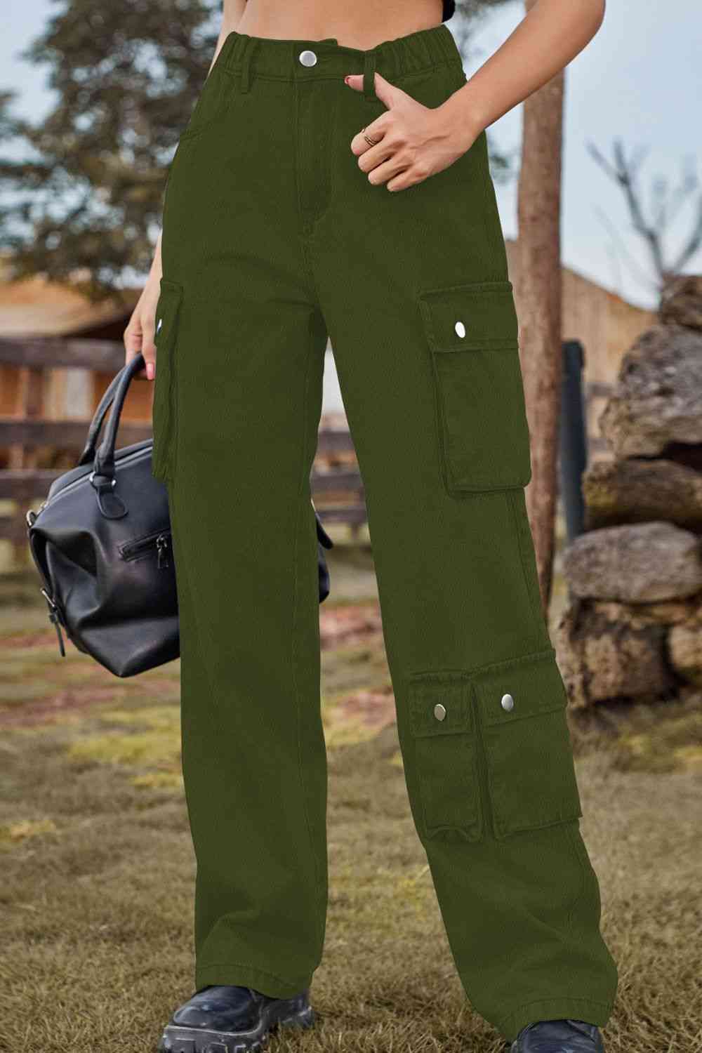 Loose Fit Long Jeans with Two Leg Pockets