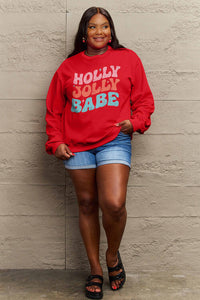 Full Size HOLLY JOLLY BABE Long Sleeve Sweatshirt