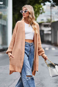 Dropped Shoulder Open Front Longline Cardigan