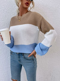 Color Block Round Neck Sweater