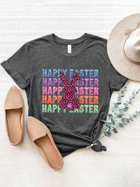 HAPPY EASTER Round Neck Short Sleeve T-Shirt