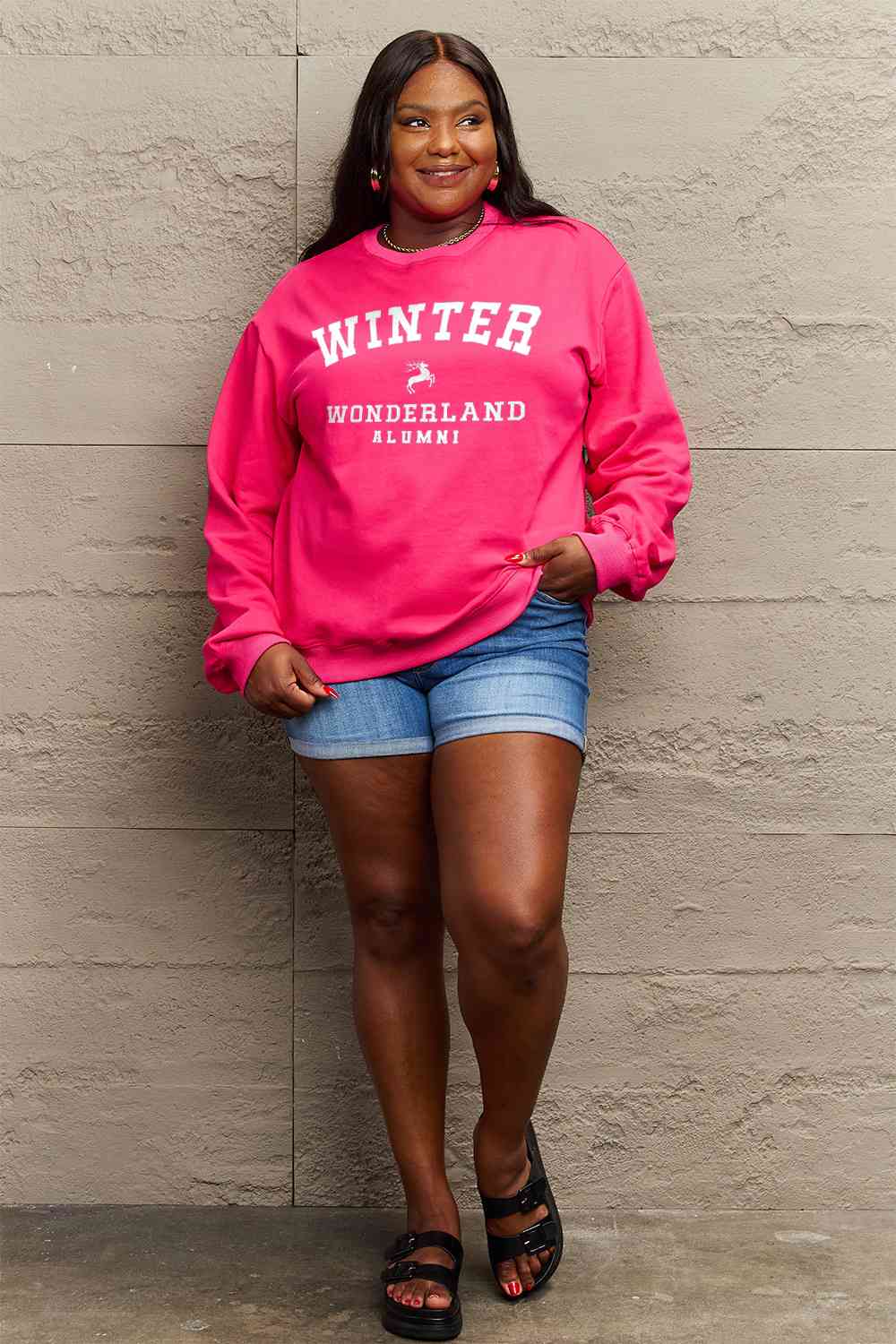 Full Size WINTER WONDERLAND ALUMNI Graphic Long Sleeve Sweatshirt