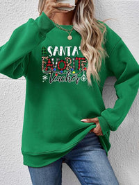 Letter Graphic Santa's Favorite Teacher Sweatshirt