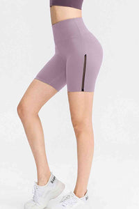 Wide Waistband Sports Shorts Lilac