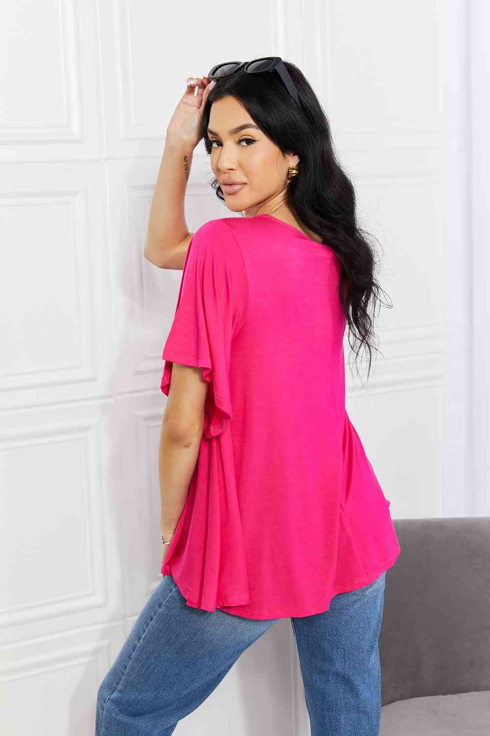 Full Size More Than Words Flutter Sleeve Top