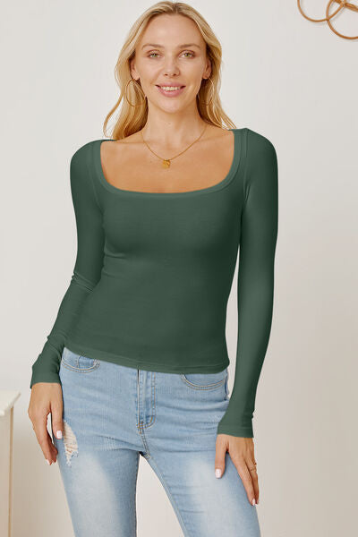 Square Neckline Long Sleeve T-Shirt