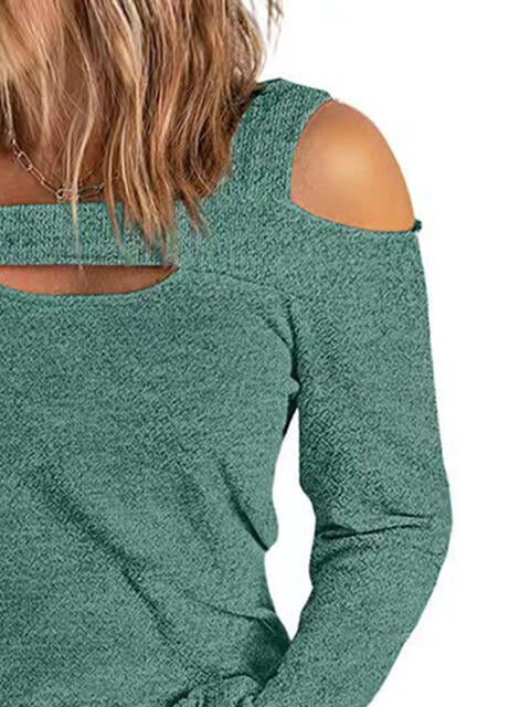 Full Size Cutout Cold Shoulder Blouse Heather Gray