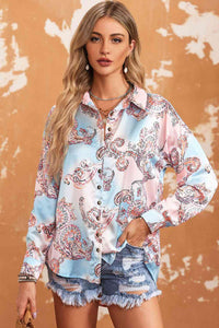 Printed Long Sleeve Collared Shirt