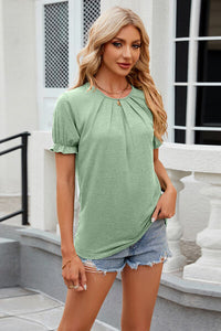 Round Neck Flounce Sleeve T-Shirt