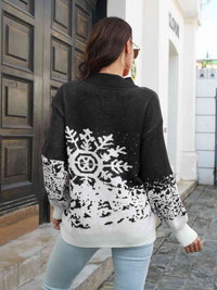 Snowflake Pattern Mock Neck Sweater