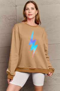 Full Size Graphic Round Neck Sweatshirt