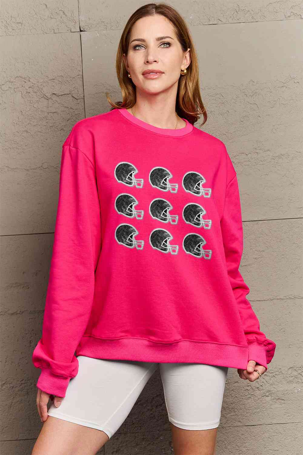 Full Size Graphic Round Neck Sweatshirt