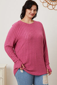 Full Size Ribbed Thumbhole Sleeve T-Shirt