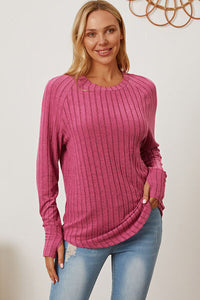 Full Size Ribbed Thumbhole Sleeve T-Shirt