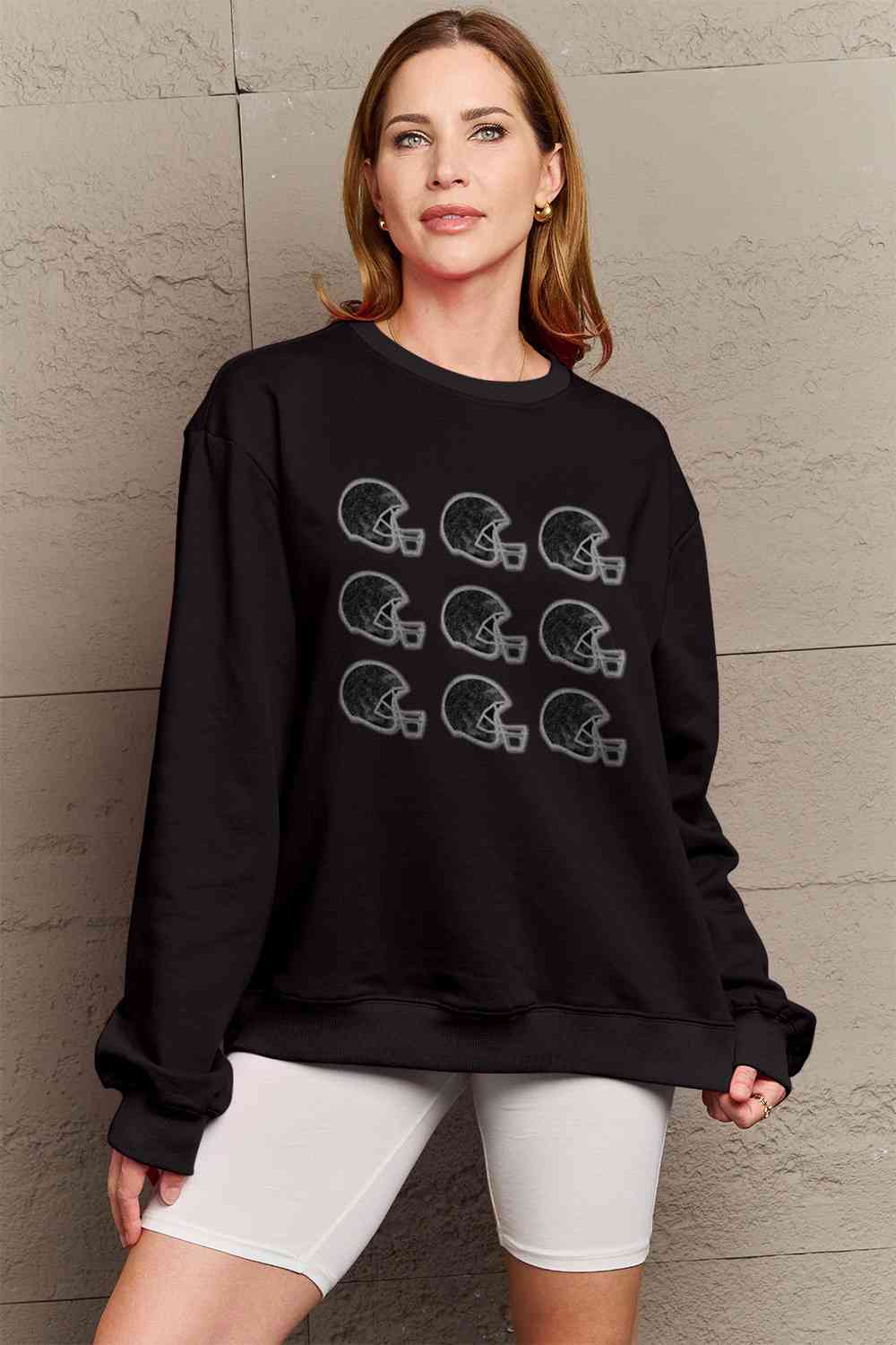 Full Size Graphic Round Neck Sweatshirt