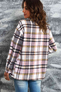 Plaid Button Front Shirt Jacket with Breast Pockets