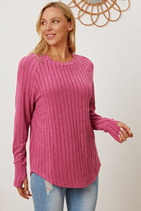 Full Size Ribbed Thumbhole Sleeve T-Shirt