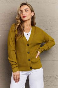 Kiss Me Tonight Full Size Button Down Cardigan in Chartreuse