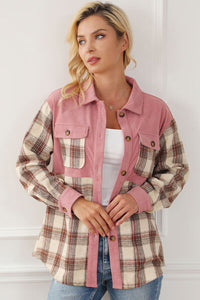 Button Up Plaid Collared Neck Jacket