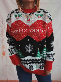 Christmas Element Sweater Round Neck Long Sleeve