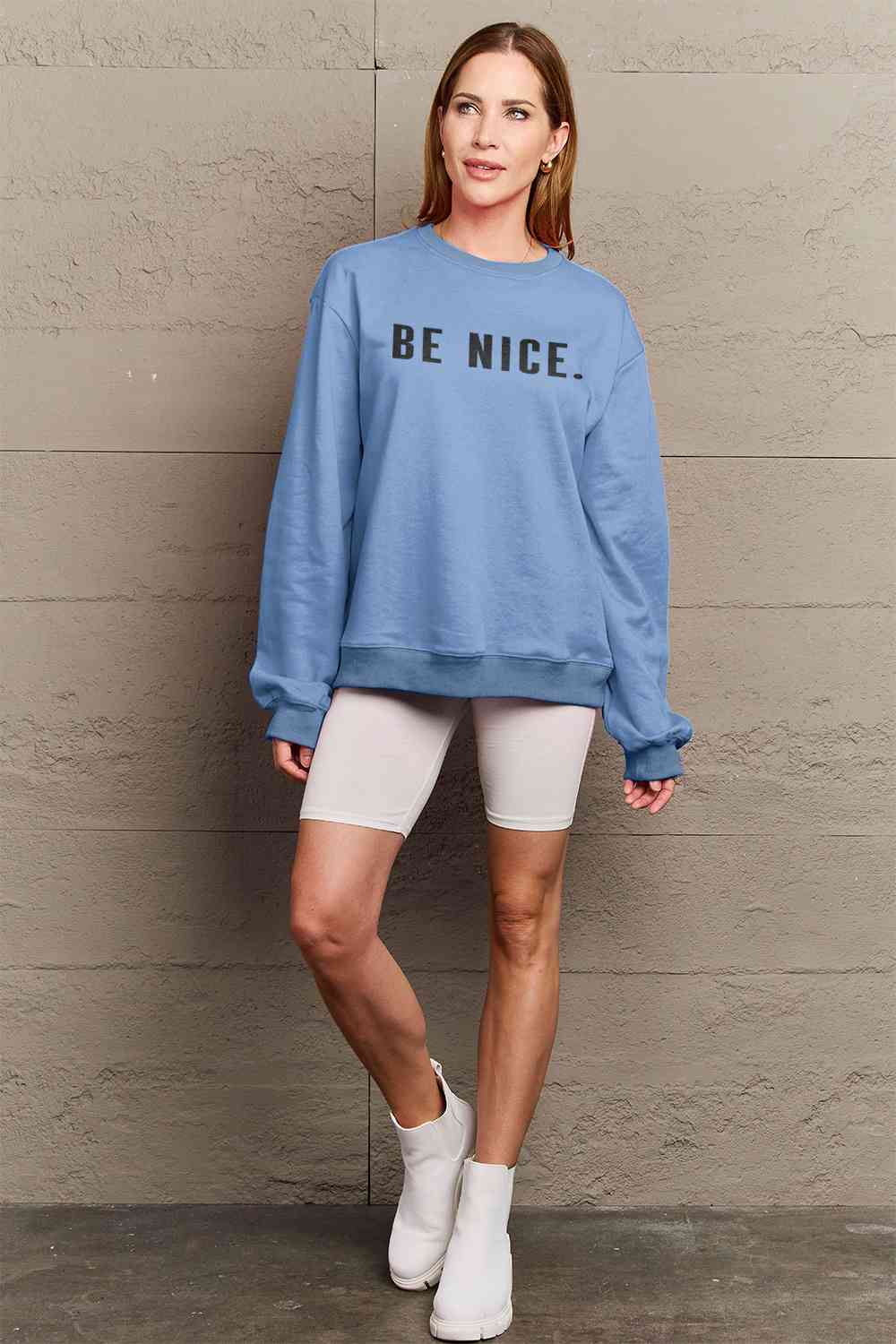 Full Size BE NICE Graphic Sweatshirt