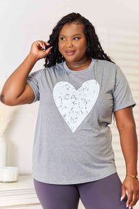 Heart Graphic Cuffed Short Sleeve T-Shirt