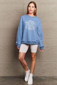 Full Size 2024 Round Neck Dropped Shoulder Sweatshirt