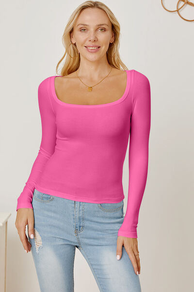 Square Neckline Long Sleeve T-Shirt