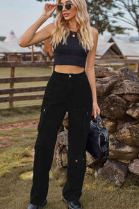 Loose Fit Long Jeans with Two Leg Pockets