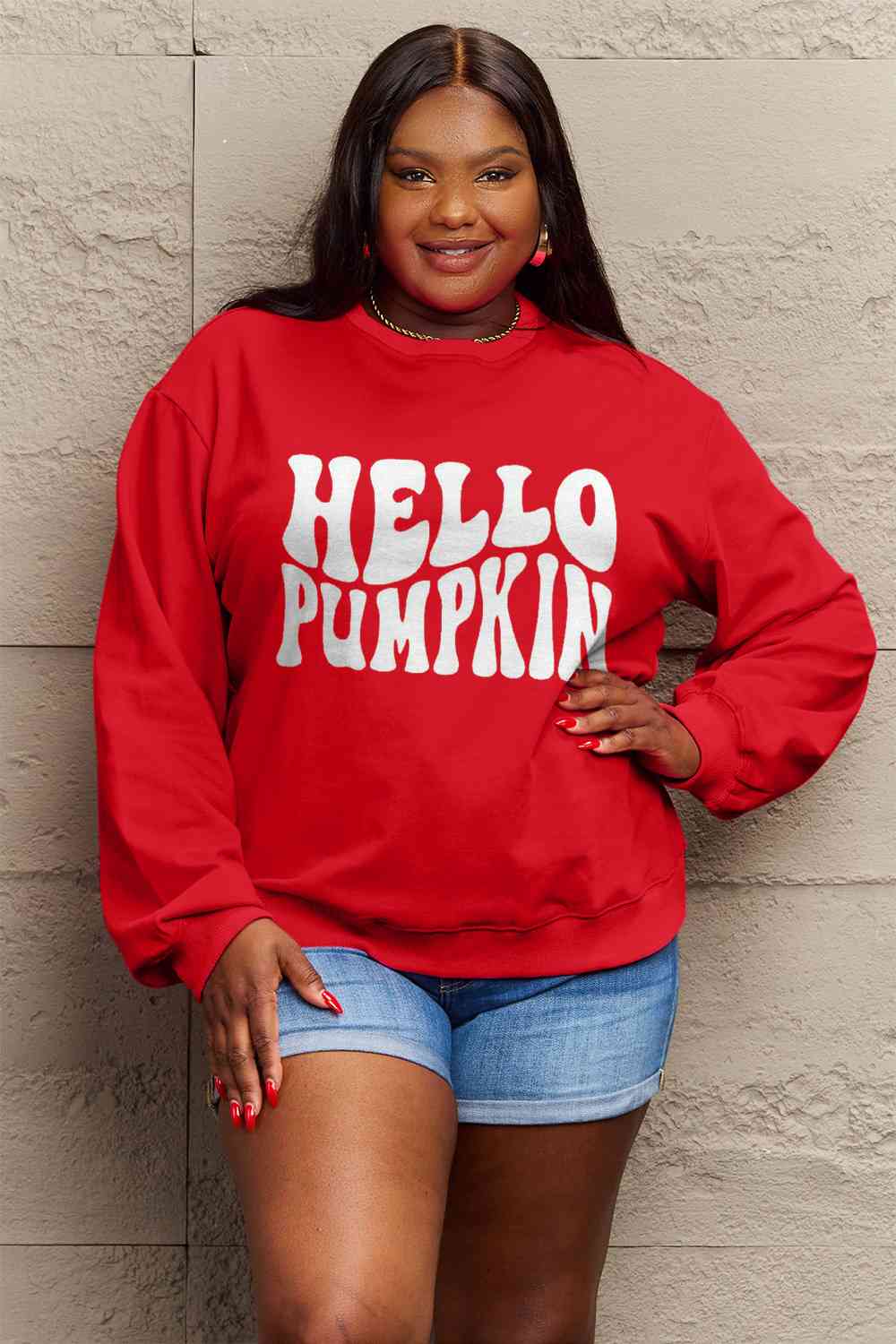 Full Size HELLO PUMPKIN Graphic Sweatshirt