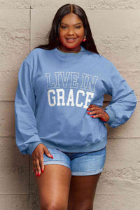 Full Size LIVE IN GRACE Graphic Sweatshirt