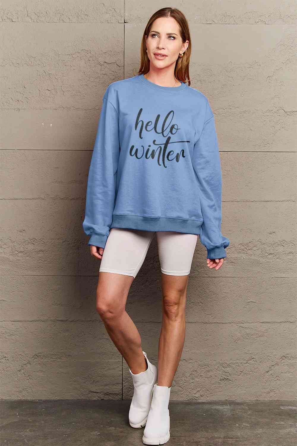 Full Size HELLO WINTER Graphic Sweatshirt