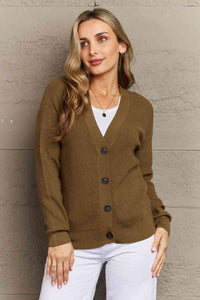 Kiss Me Tonight Full Size Button Down Cardigan in Olive