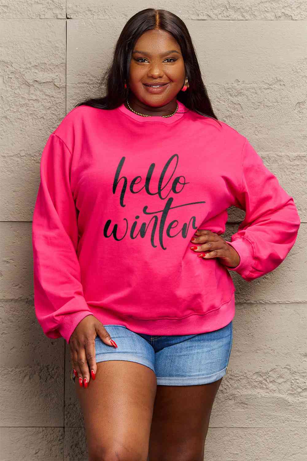 Full Size HELLO WINTER Graphic Sweatshirt