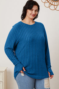 Full Size Ribbed Thumbhole Sleeve T-Shirt