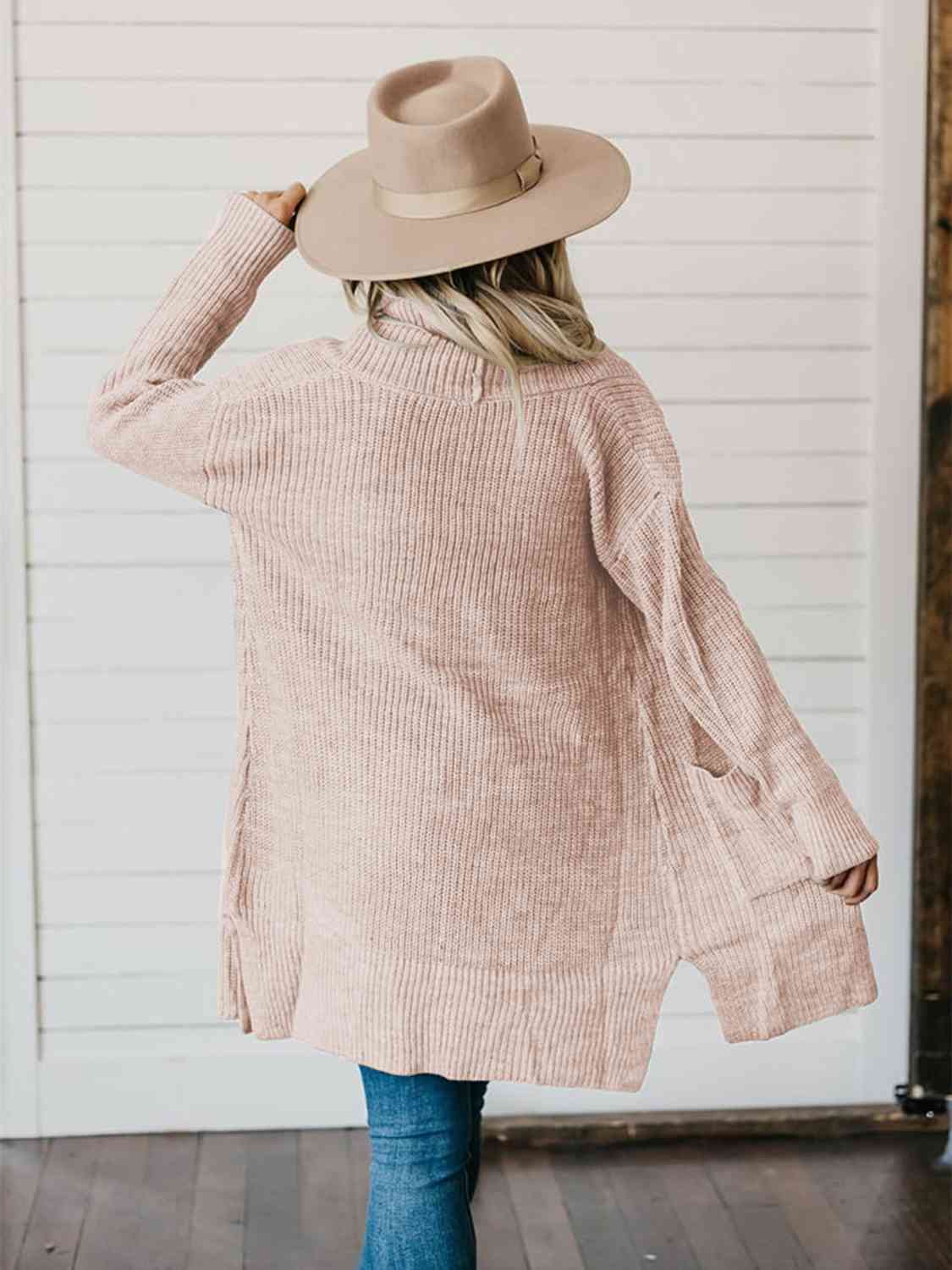 High-Low Open Front Cardigan with Pockets