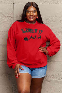 Full Size SLEIGHIN' IT Graphic Sweatshirt