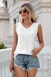 Eyelet V-Neck Tank