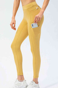 Full Size Slim Fit High Waist Long Sports Pants with Pockets