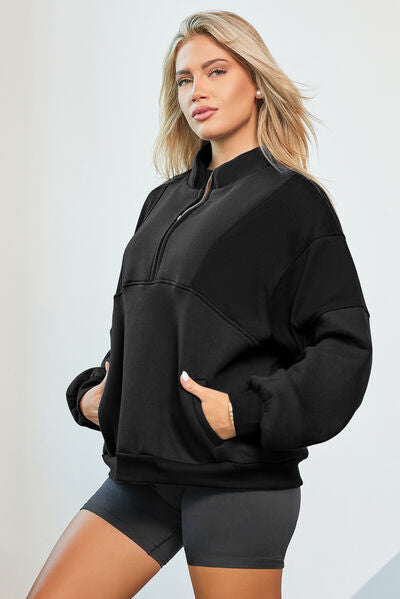 Half Zip Dropped Shoulder Sweatshirts