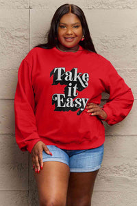 Full Size TAKE IT EASY Graphic Sweatshirt