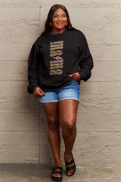 Full Size MAMA Round Neck Sweatshirt