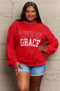 Full Size LIVE IN GRACE Graphic Sweatshirt