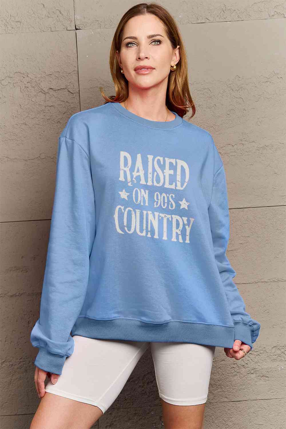 Full Size RAISED ON 90'S COUNTRY Graphic Sweatshirt