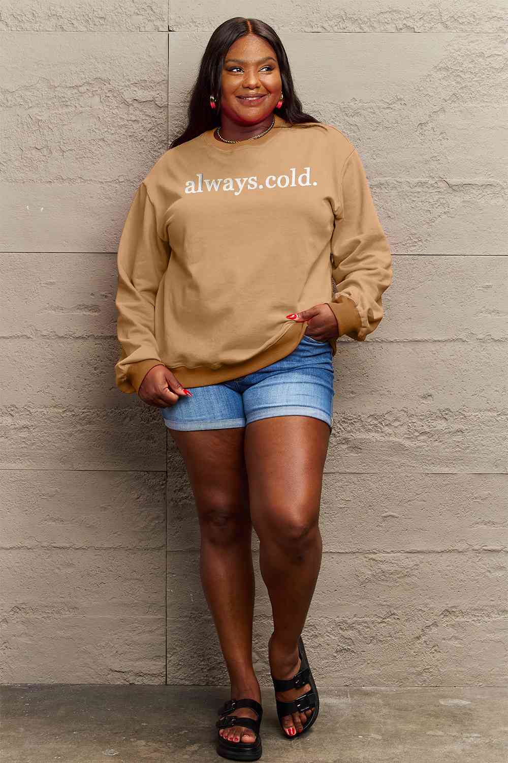 Full Size ALWAYS.COLD. Graphic Sweatshirt