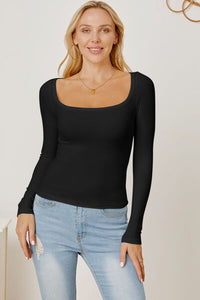 Square Neckline Long Sleeve T-Shirt