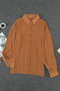 Swiss Dot Button Up Long Sleeve Shirt